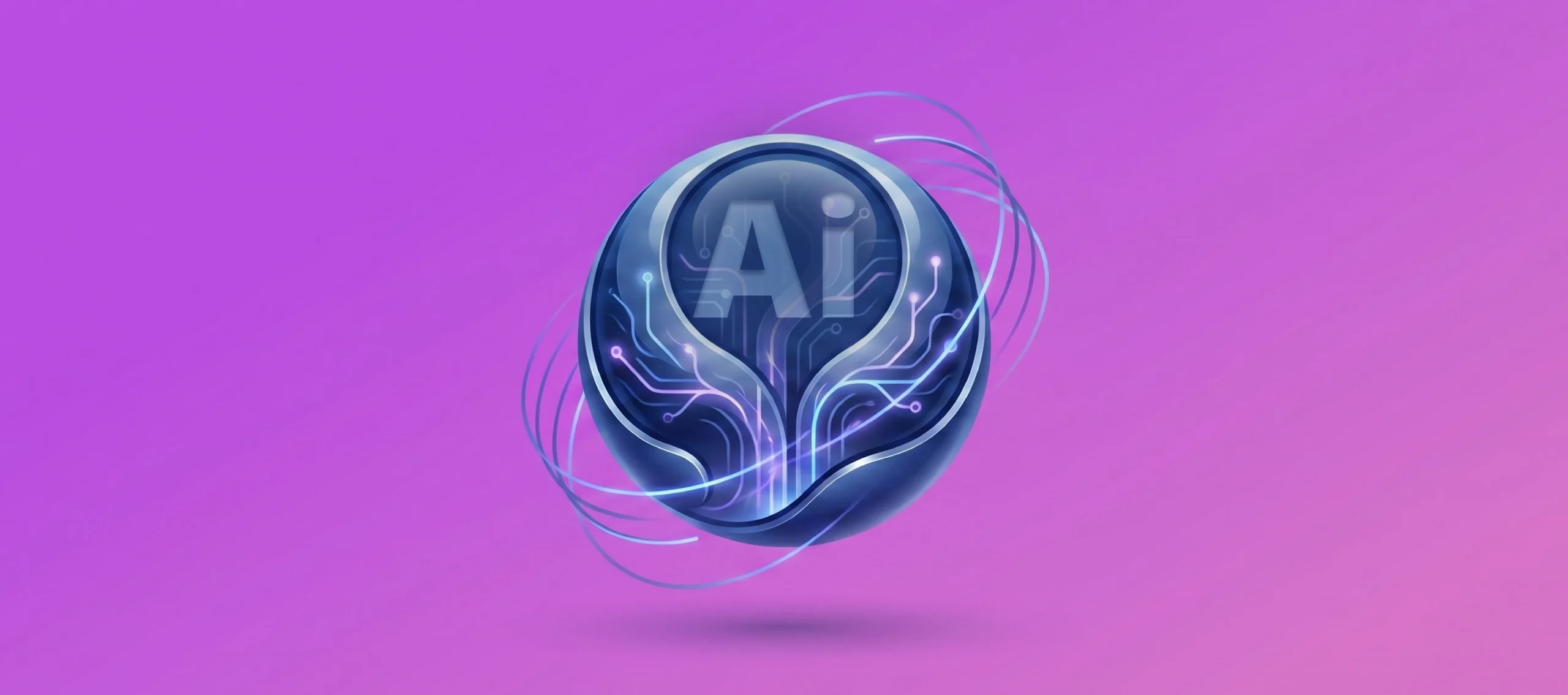 Agentic AI cover graphic showing a glowing AI orb with circuit lines on a purple background.
