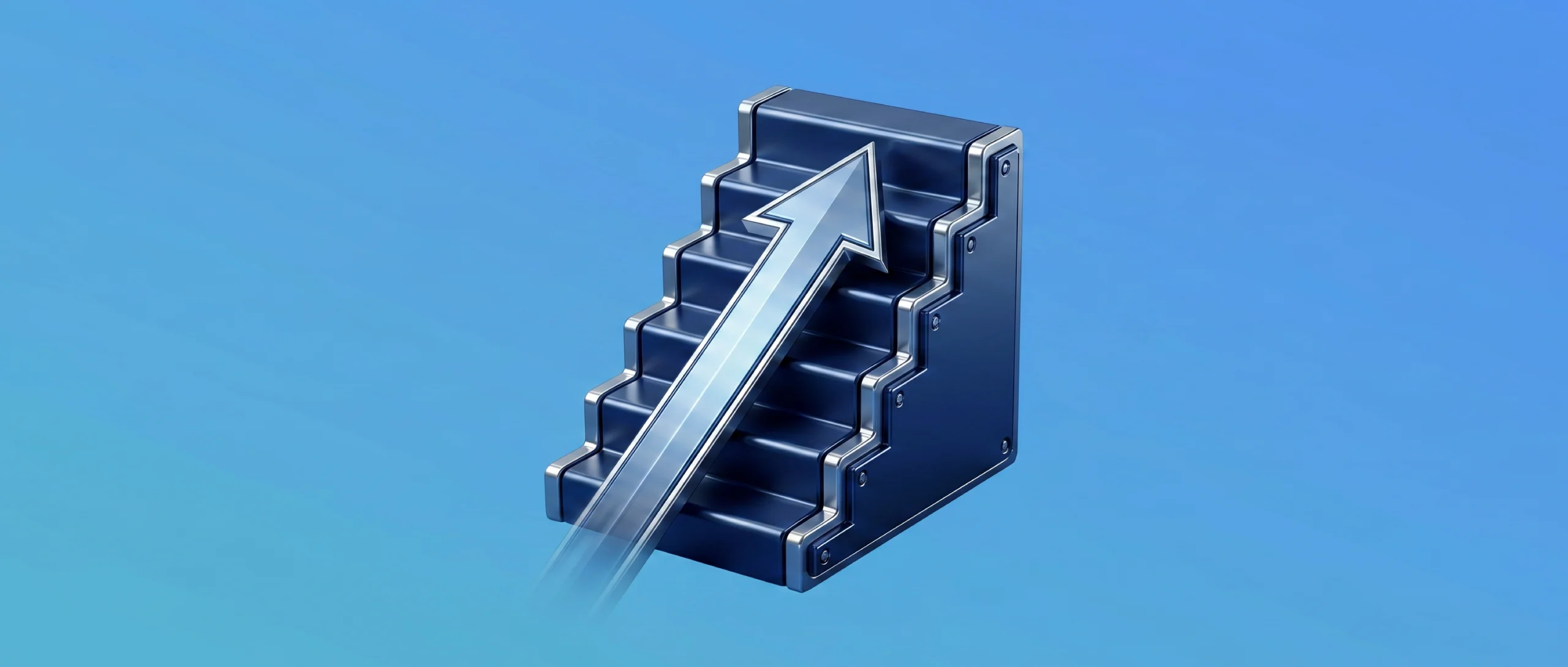 Structured staircase with upward arrow representing phased agentic AI deployment from pilot to production