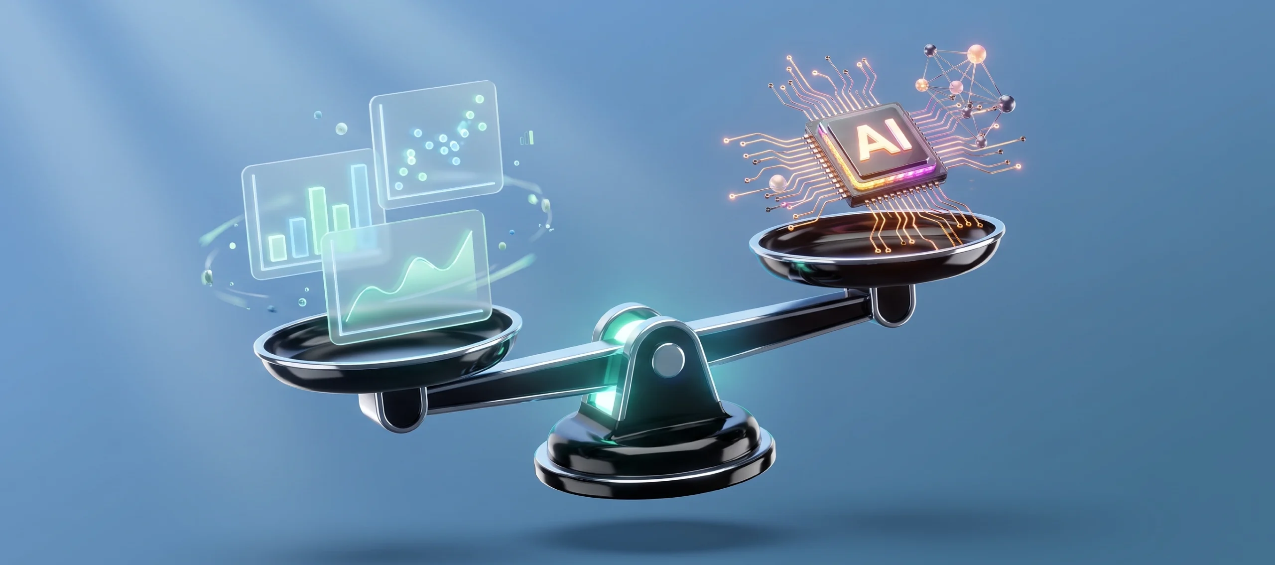 AI engineering vs data science shown as a balance