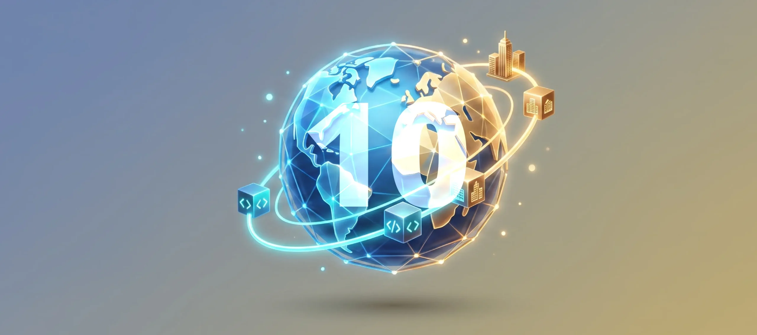 Cover image for the top 10 custom software development companies worldwide in 2026, a glowing globe with a 3D number 10