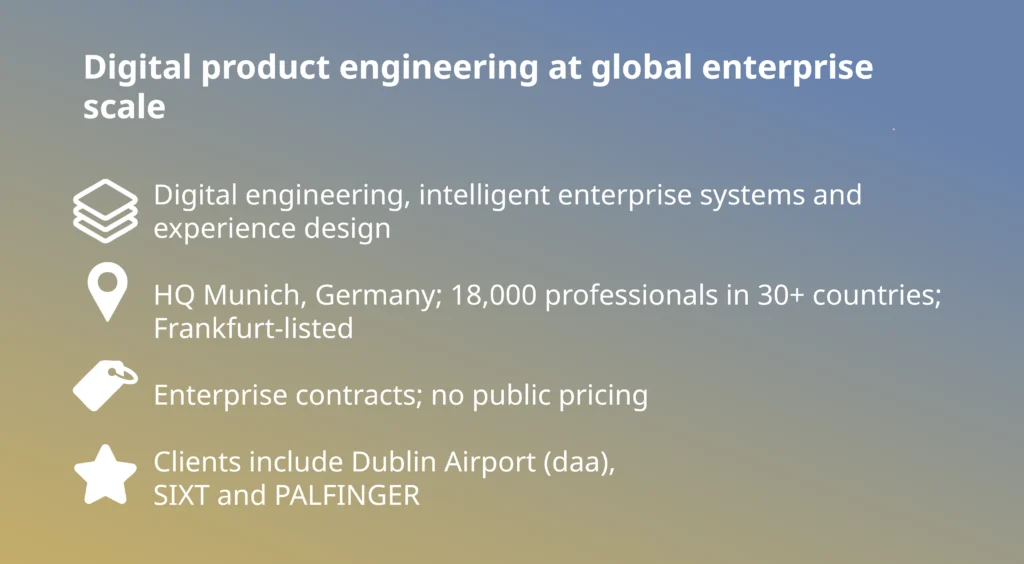 Nagarro card among the top custom software development companies, 18,000 professionals across 30+ countries, HQ Munich