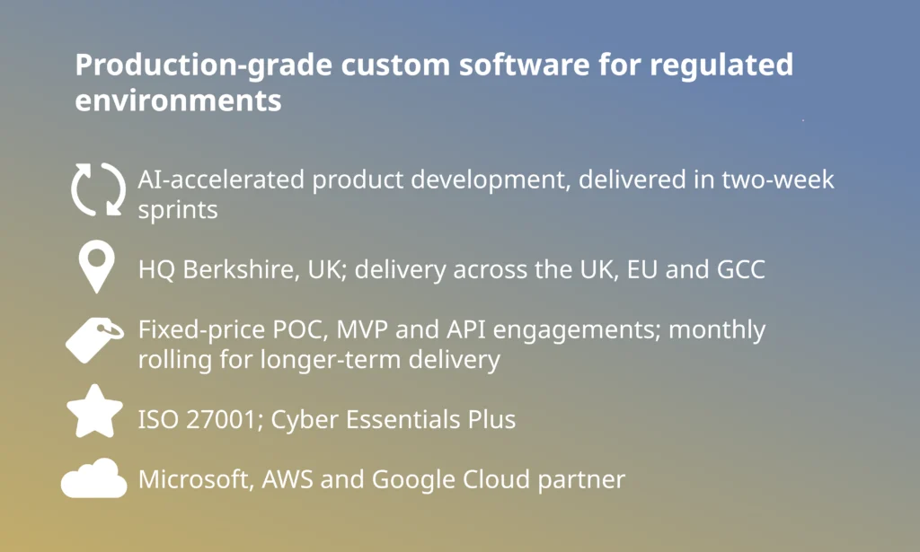 Deployflow profile among the top custom software development companies, production-grade builds for regulated environments, HQ Berkshire UK